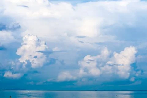 White cloud in summer clear blue sky background over sea 스톡 사진