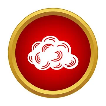 White cloud symbol on a red and gold circular button Stock Illustration