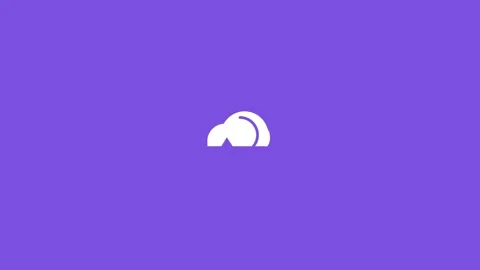White cloud with a sync arrow icon on a solid violet background Stock Footage 341486069