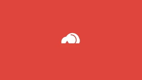 White cloud with a sync arrow icon on a solid red background Stock Footage 341486099