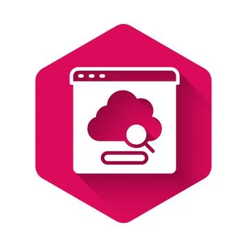 White Cloud technology data transfer and storage icon isolated with long shadow Stock Illustration