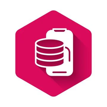 White Cloud technology data transfer and storage icon isolated with long shadow 스톡 일러스트
