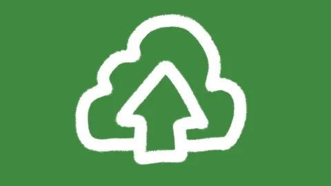White cloud upload cartoon graphic with chalk outline cloud computing data icon Stock Footage 336148850