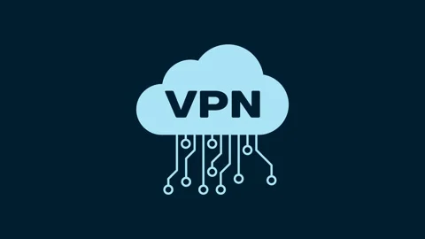 White Cloud VPN interface icon isolated on blue background. Software integration Stock Footage 230015641