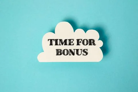 White cloud with the words Time for Bonus written in black Stock Photos