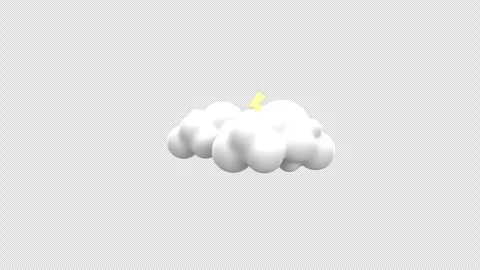 White cloud with yellow lightning bolt represents stormy weather, thunder, .. Stock Footage 310679890