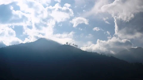 White Clouds Above Trees On Mountain [Timelapse] Stock Footage 88315255