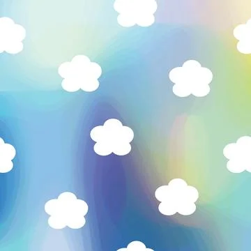 White clouds on abstract blue sky. Seamless pattern. Stock Illustration