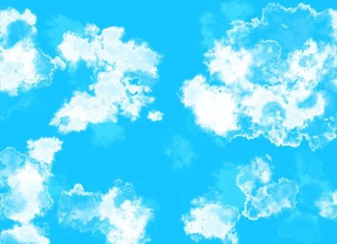 White Clouds Across Bright Blue Sky Illustration Stock Photos
