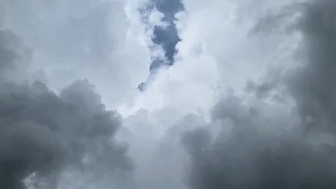 White Clouds Against a Blue Sky with Incoming Storm Clouds Video Stock Footage 338046801