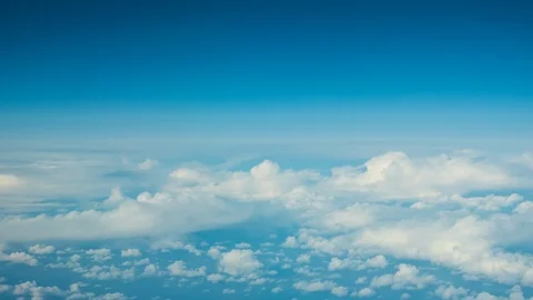 White clouds and blue sky horizon Stock Footage 124033833