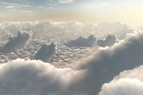 White clouds and blue sky from airplane window view. Cloudscape background. Stockillustratie