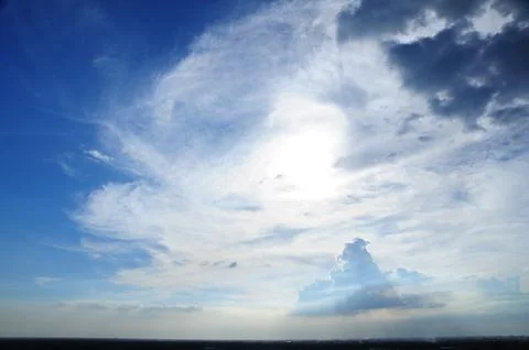 White Clouds And Blue Sky  on a sunny day 스톡 사진