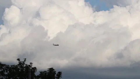 White clouds and passenger aircraft Stock Footage 155313108