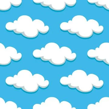 White clouds and sky seamless pattern 库存插图