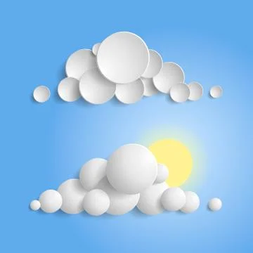 White clouds and sun in the blue sky. Icons イラスト素材