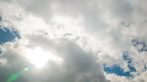 White clouds and sun, timelapse Stock Footage 331881494