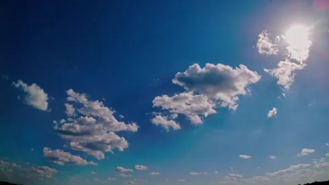 White Clouds and Sunlight Time-Lapse in Blue Sky 4K Stock Footage 314919572