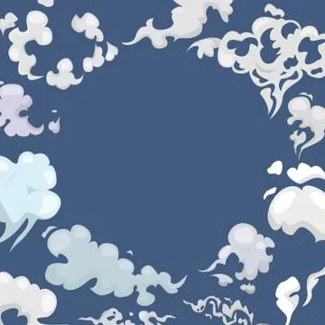 White clouds and wind blows on blue sky background vector illustration. Smoke or Stockillustratie
