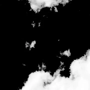 White clouds on black background Stock-Fotos