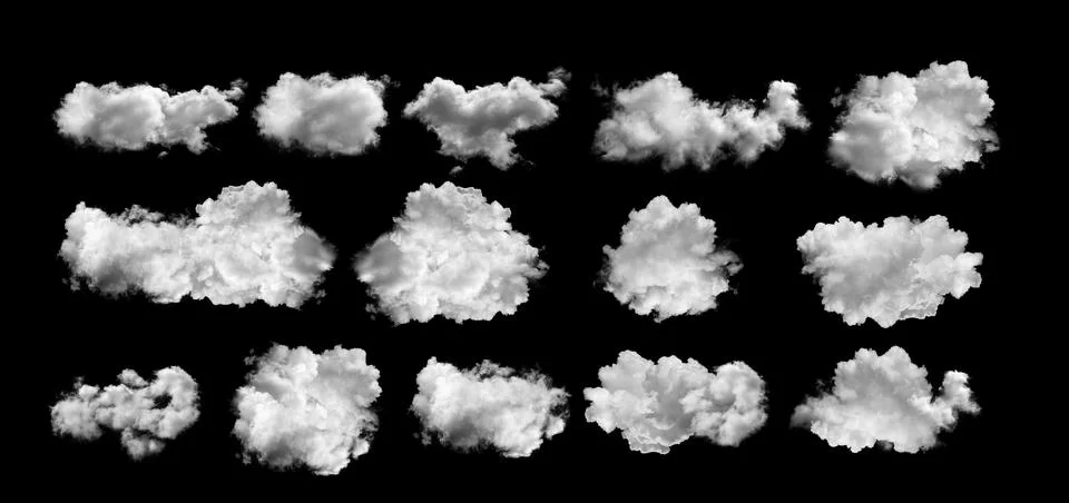 White clouds  on black background Stock Photos