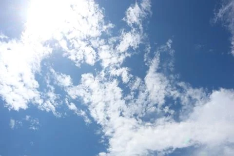 White clouds blocking the sun blue sky, Background blue sky Stock Photos