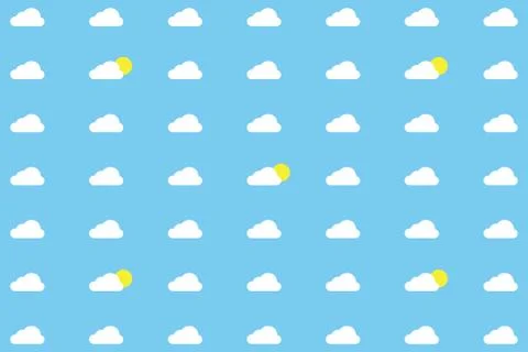 White clouds on blue background with the sun behind Stock Illustration