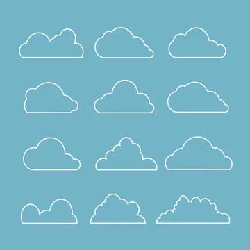 White clouds on blue with no shadow. Stock Illustration