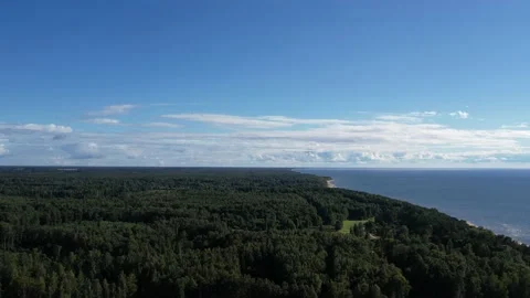 White clouds, blue sky and sea. Aerial view Stock Footage 207663321