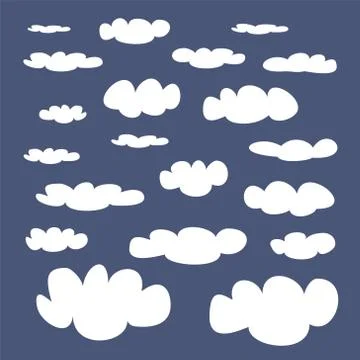 White clouds on blue sky background vector set Stock Illustration