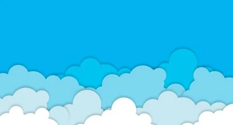 White clouds on blue sky background. Vector paper clouds. White Cloud on blue Illustrazione stock
