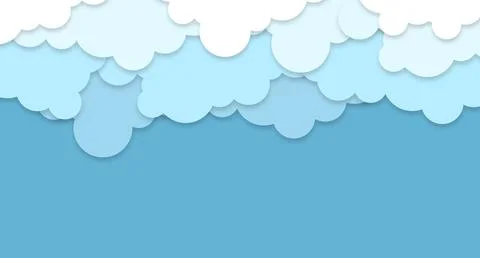 White clouds on blue sky background. Vector paper clouds. White Cloud on blue Stock Illustration