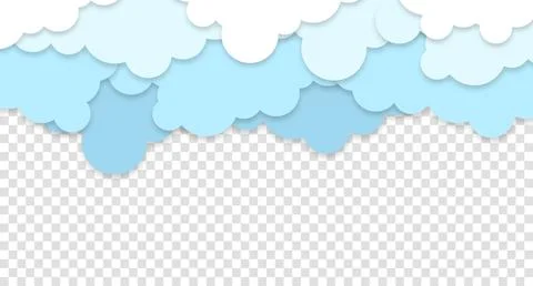White clouds on blue sky background. Vector paper clouds. White Cloud on blue Illustrazione stock