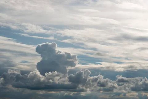 White clouds with blue sky as background picture. Stock Photos