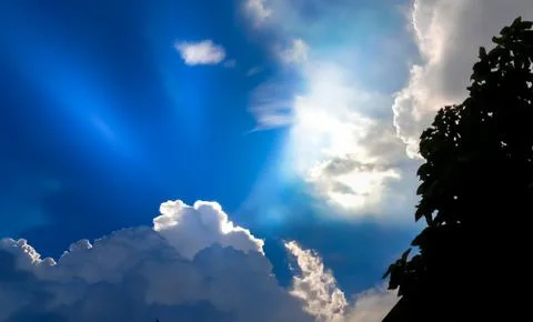 White clouds with blue sky in background, clouds in horizon blue sky Stock Photos