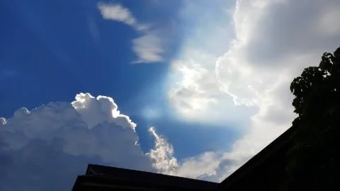 White clouds with blue sky in background, clouds in horizon blue sky Stock Photos