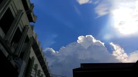 White clouds with blue sky in background, clouds in horizon blue sky Stock Photos