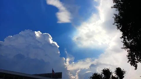 White clouds with blue sky in background, clouds in horizon blue sky Stock Photos