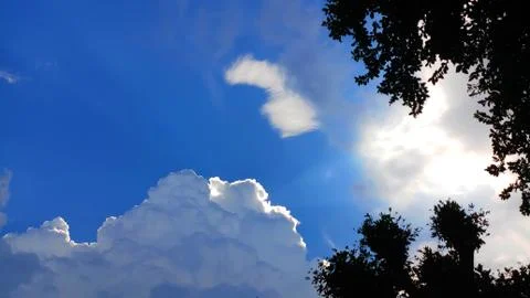 White clouds with blue sky in background, clouds in horizon blue sky Stock Photos