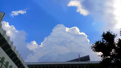 White clouds with blue sky in background, clouds in horizon blue sky Stock Photos
