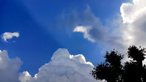White clouds with blue sky in background, clouds in horizon blue sky Stock Photos