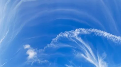 White clouds on the blue sky background. Panoramic photo Stock Photos