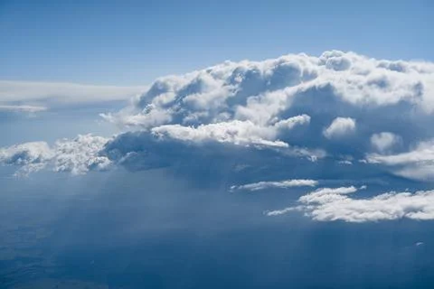 White clouds in blue sky close up Foto stock