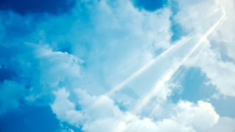 White clouds blue sky. Cloudy weather timelapse. Beauty of light in summer Stock Illustration