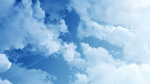 White clouds blue sky. Cloudy weather timelapse. Beauty of light in summer Stock Illustration