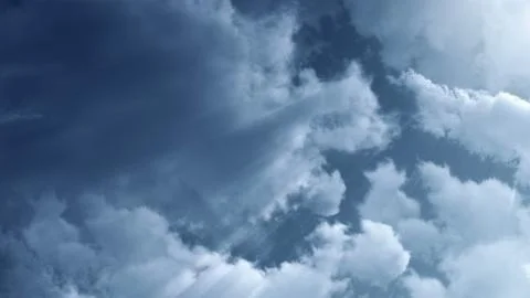 White clouds blue sky. Cloudy weather timelapse. Beauty of light in summer Stock Photos