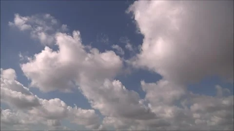 White clouds, blue sky, day time, timelapse, 3 ccd, 1080p Stock Footage 42860497