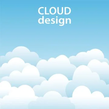 White clouds blue sky design background, stock vector illustration Stock Illustration
