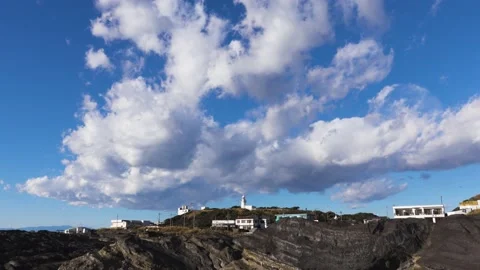 White clouds in the blue sky, Jogashima island, Kanagawa Prefecture, Japan Stock Footage 151433356