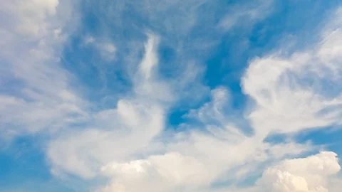 White clouds on blue sky moving time lapse,Time lapse of flowing cloud of sky Stock Footage 114960717